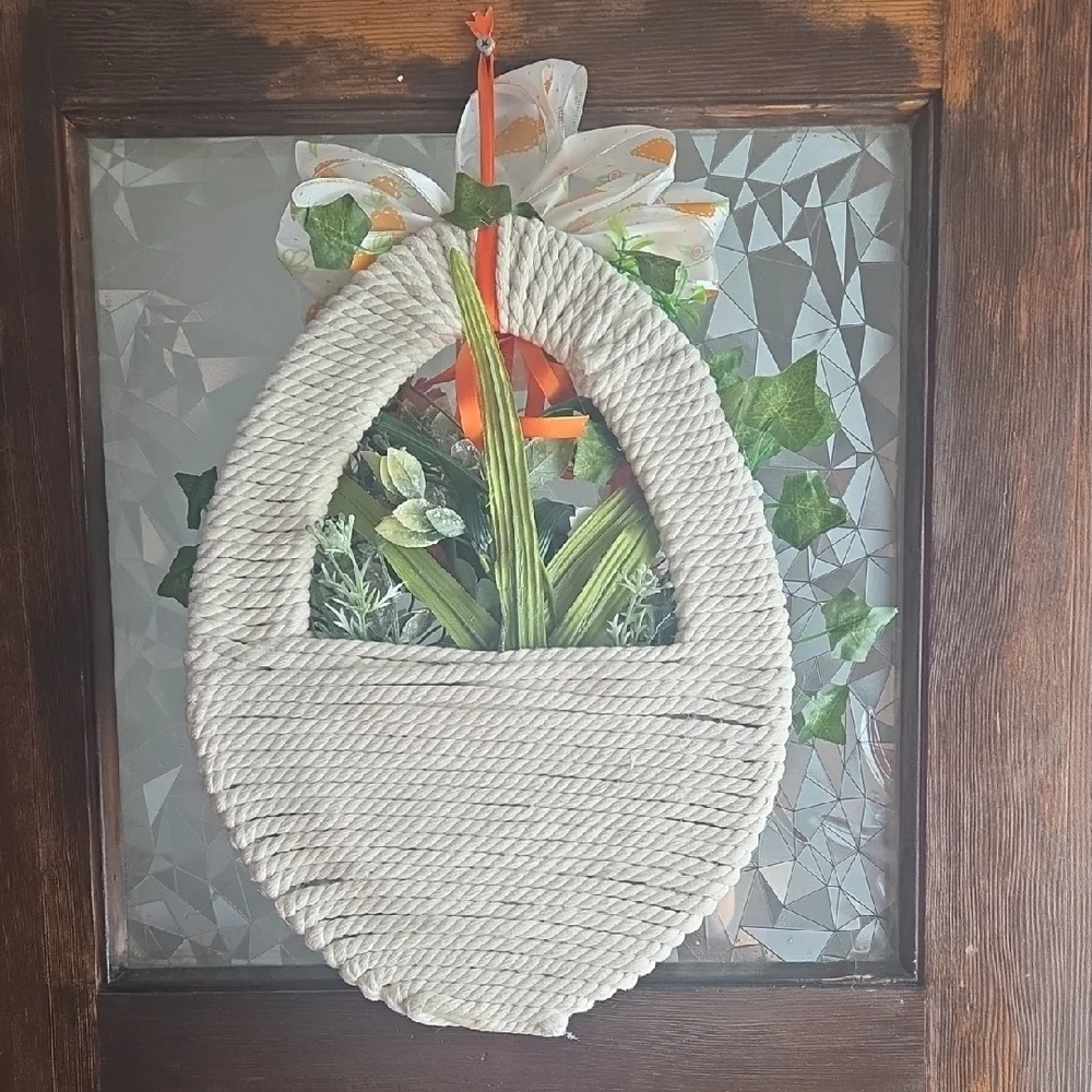 Floral Easter Wall Hanging with Bunny and Bow